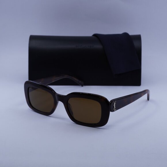 Saint Laurent SLM130 004 Rectangle Sunglasses - Havana/Nicotine - Picture 1 of 11